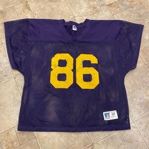 Vintage 90s Russell Athletic Cropped Mesh Football Jersey #86 Purple Size M